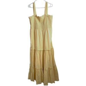 Express Sleeveless Tiered ruffle Smock Maxi Dress L NWT 8072 Linen Vacay Island